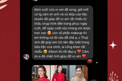 TÌNH CẢM CỦA KHÁCH HÀNG DÀNH CHO MJU STUDIO