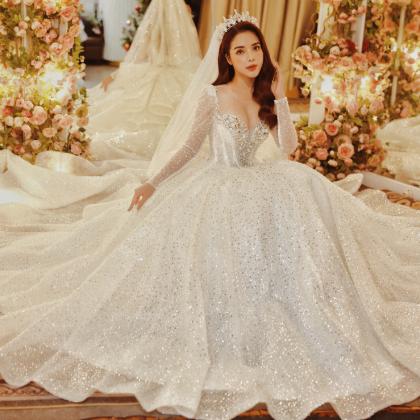 VÁY CƯỚI THIẾT KẾ DÀI TAY CAO CẤP FAIRYTALE BRIDAL/ MJU STUDIO