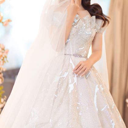 VÁY CƯỚI THIẾT KẾ CAO CẤP TRỄ VAI FAIRY TALE BRIDAL / MJU STUDIO
